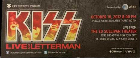 Ticket from New York, NY, USA 10 October 2012 show